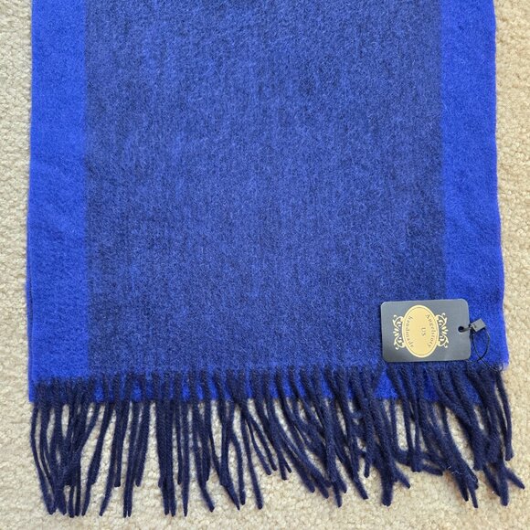 NWT AngelStory Blue Wool Scarf Fringed - Picture 3 of 7